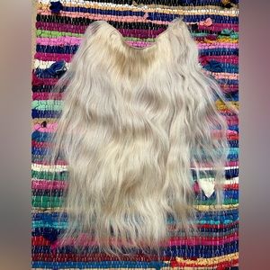 White blonde hidden crown halo. Layered 21-22in